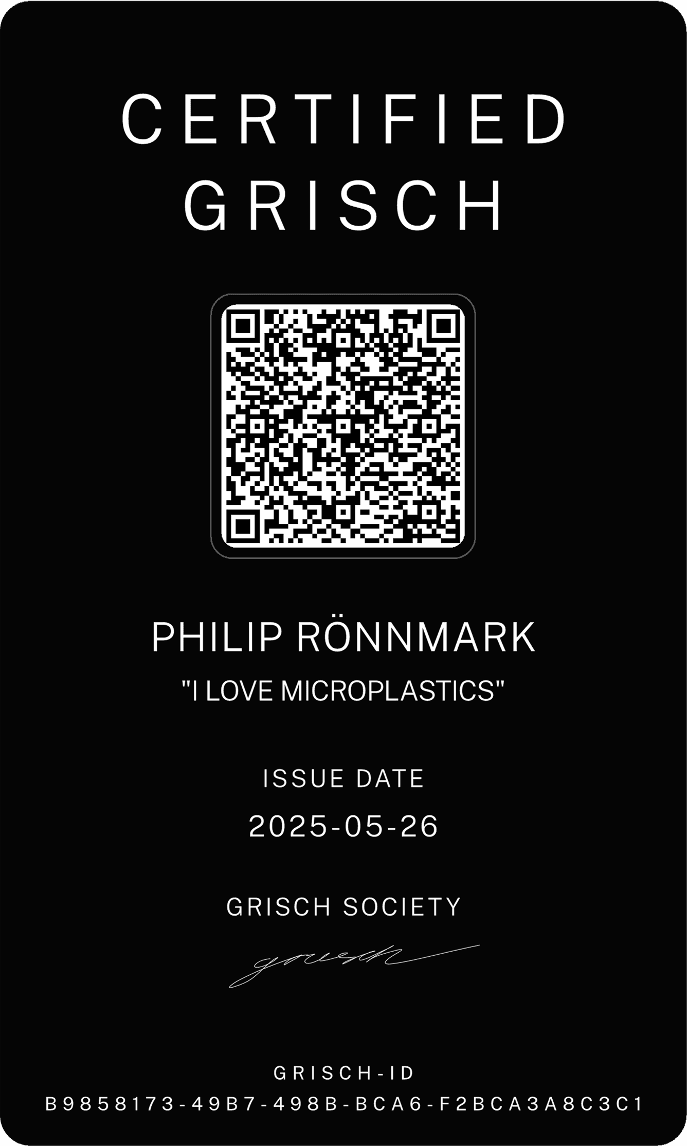 Grisch Certificate Back